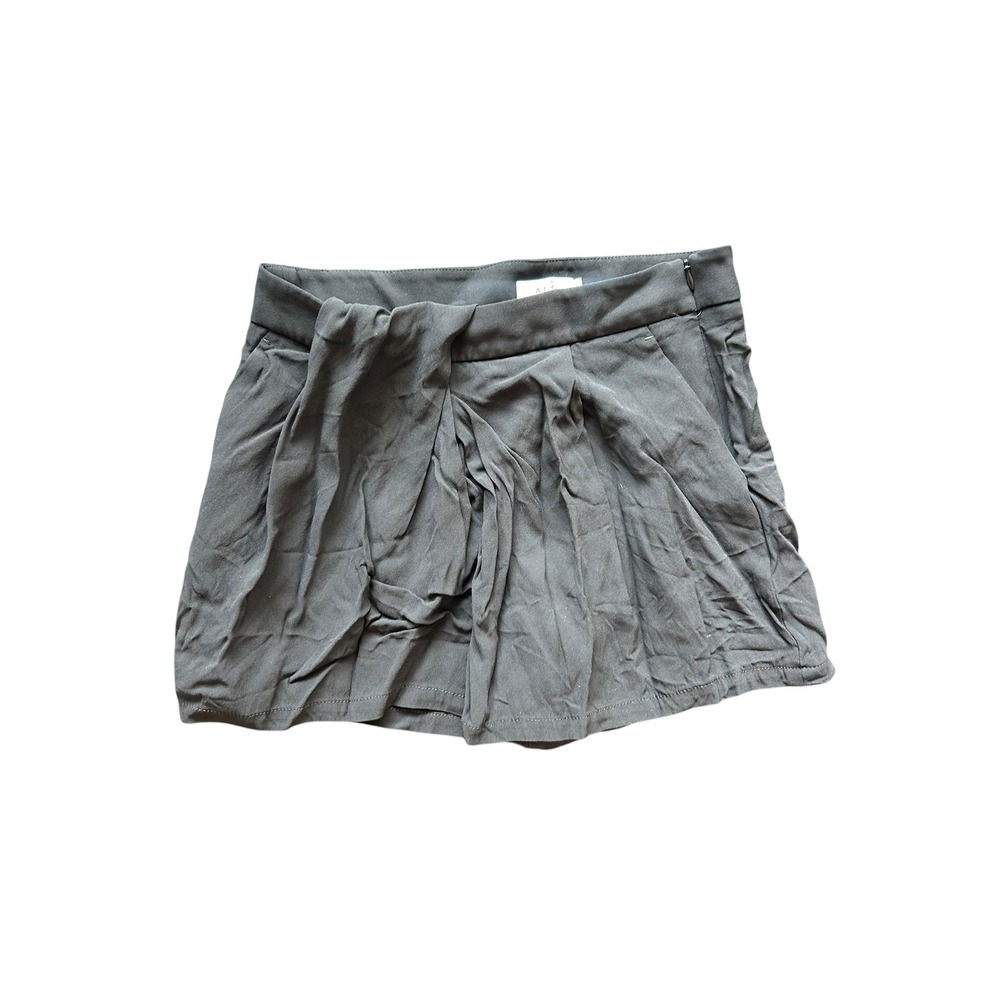 A.L.C. Black Draped Pleated High Waisted Shorts Side Zip Viscose Blend Women's 4